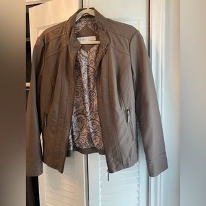 Cleo medium pleather jacket coat brown vegan leather